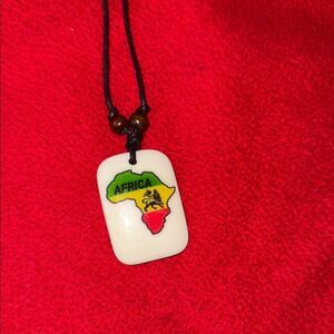 Africa Pendant Necklace with Black Cord